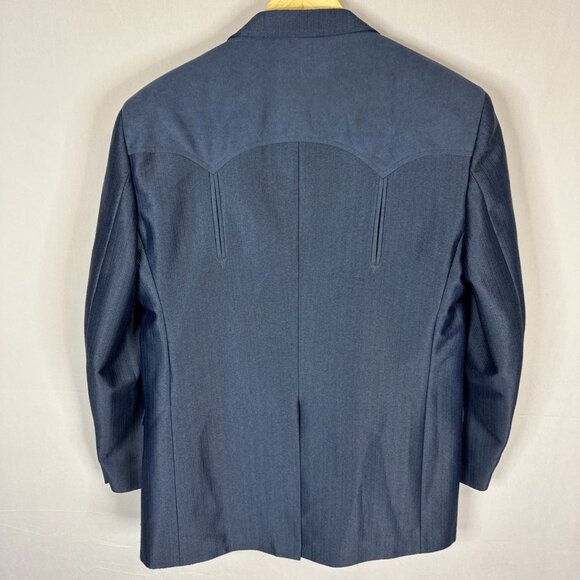 Vintage Circle S Men 46 Western Rodeo Blazer Blue Yokes Spots Coat USA - Picture 4 of 8